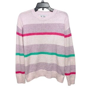 Elizabeth and James Pink Striped Crew Neck Sweater Women's Size Medium M